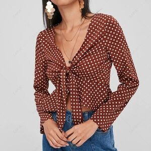 POLKA DOT KNOT RED BLOUSE